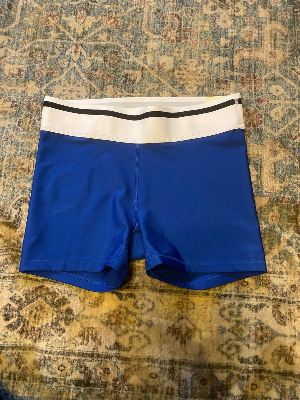 DSG Royal Blue Compression Mid-Rise Shorts with White Waistband